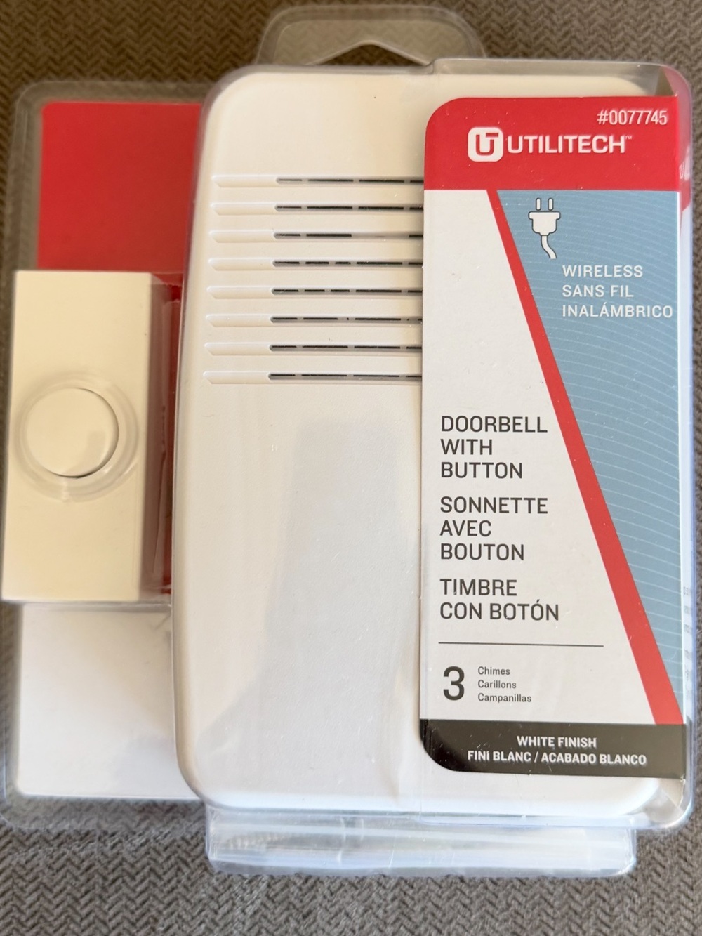 Wireless Doorbell with Button — White